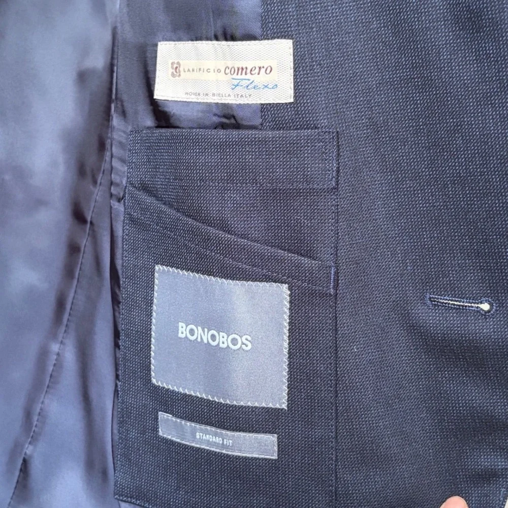 Bonobos Mens Standard Fit Lanificio Comero Wool Blazer Navy Blue 40R